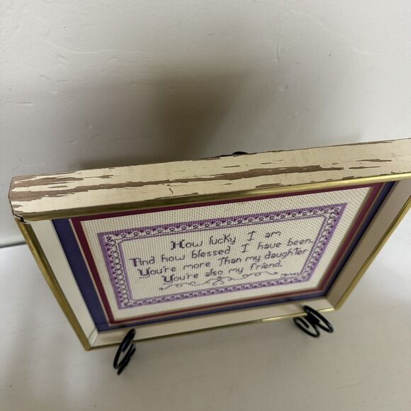 Cross Stitch Embroidery Needle Point framed art poem for daughter 1985 9x11 - Picture 3 of 6